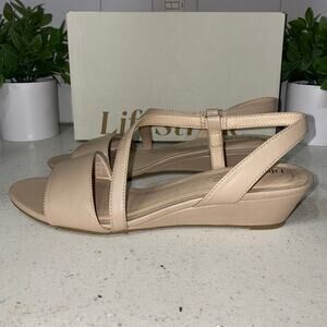 LifeStride Womens Size 9.5 Yasmine Wedge Sandal Nude/Taupe
